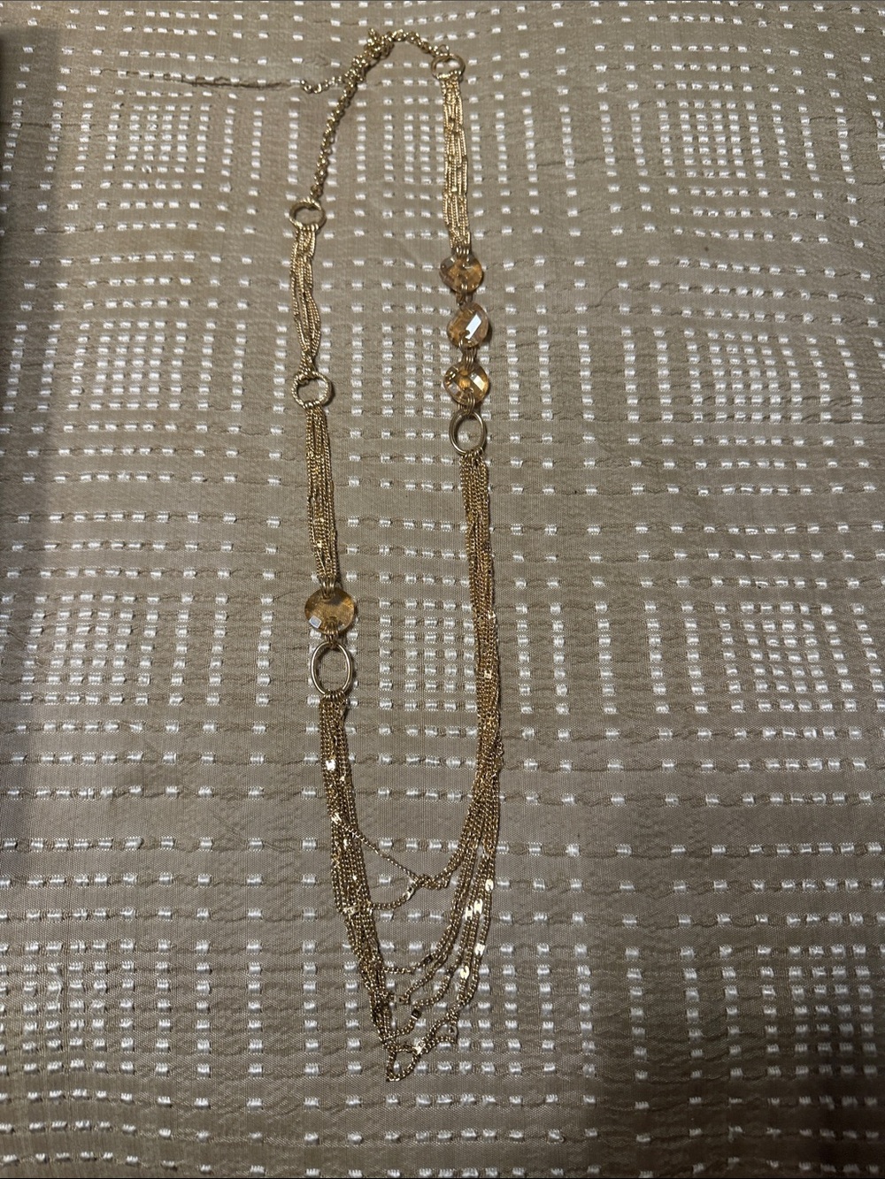 Gold Multi-Strand Crystal Accent Necklace